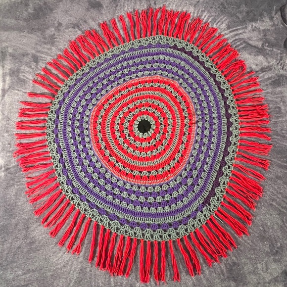The Rose N Thorn Crocheted Round Mandala Throw Blanket Large - Picture 2 of 8